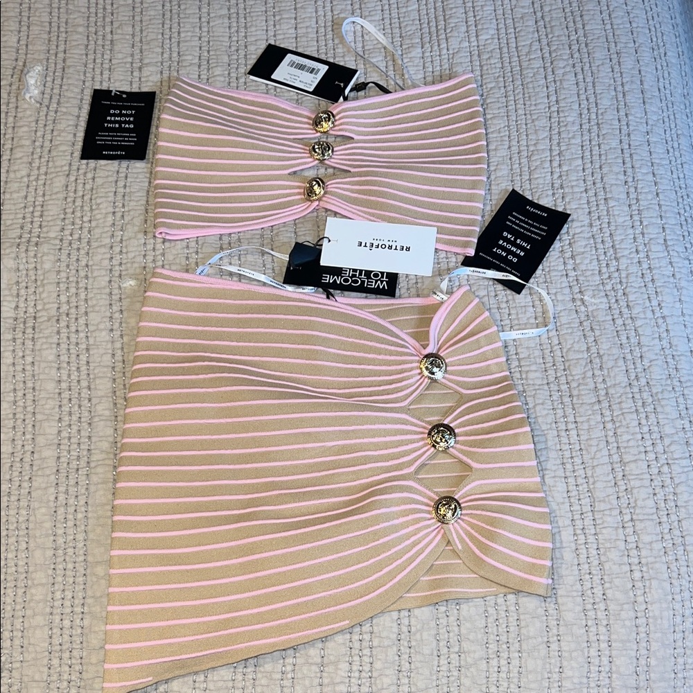 RETROFETE Pink and Tan Striped SET